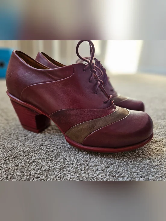 Fluevog Hopefuls Vow In Burgandy Fits Like 9-9.5 Size 10 Rounded Toe Laces - Picture 3 of 16